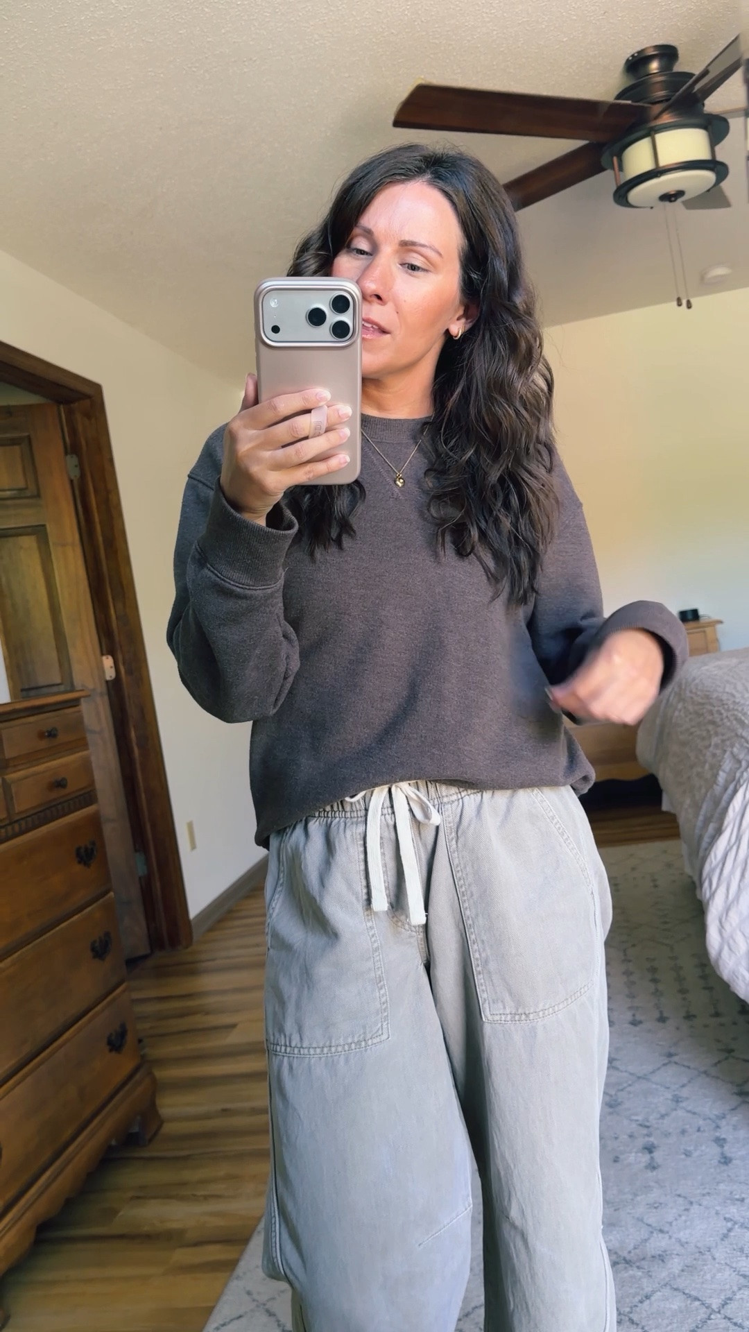 xs in my tank, small in my crenweck sweatshirt (might be sold out at this point so I linked similar ones too) xs petite/short in my pants. My sandals are size 36. 🤎

#LTKPetite #LTKSeasonal #LTKmomlife