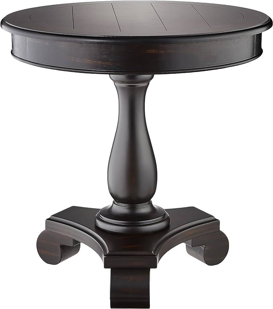 Roundhill Furniture Rene Round Wood Pedestal Side Table, Black | Amazon (US)