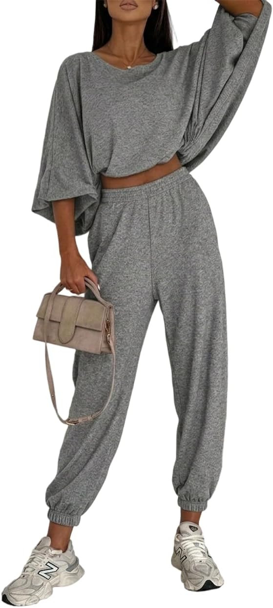 CHICME Women 2 Piece Pants Lounge Set Airport Travel Outfits | Amazon (US)