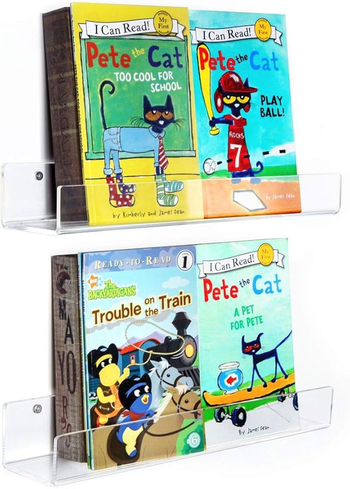 NIUBEE Kids Acrylic Floating Bookshelf 16.5 Inch,2 Pack,Clear Invisible Wall Bookshelves Ledge Bo... | Amazon (US)
