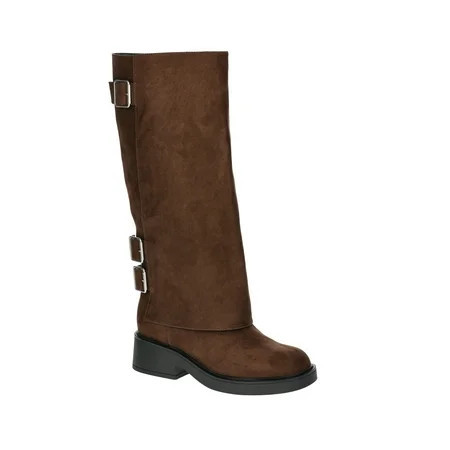 No Boundaries Women s Foldover Buckle Moto Boots | Walmart (US)