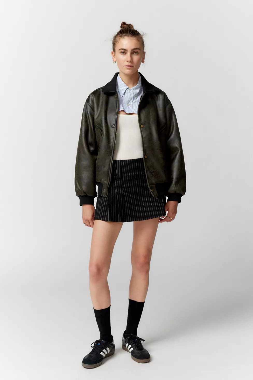 UO Erin Faux Leather Oversized Jacket | Urban Outfitters (US and RoW)