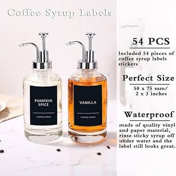 Coffee Syrup Labels for Coffee Bar,Label Stickers for Containers,Black Minimalist Organization La... | Amazon (US)