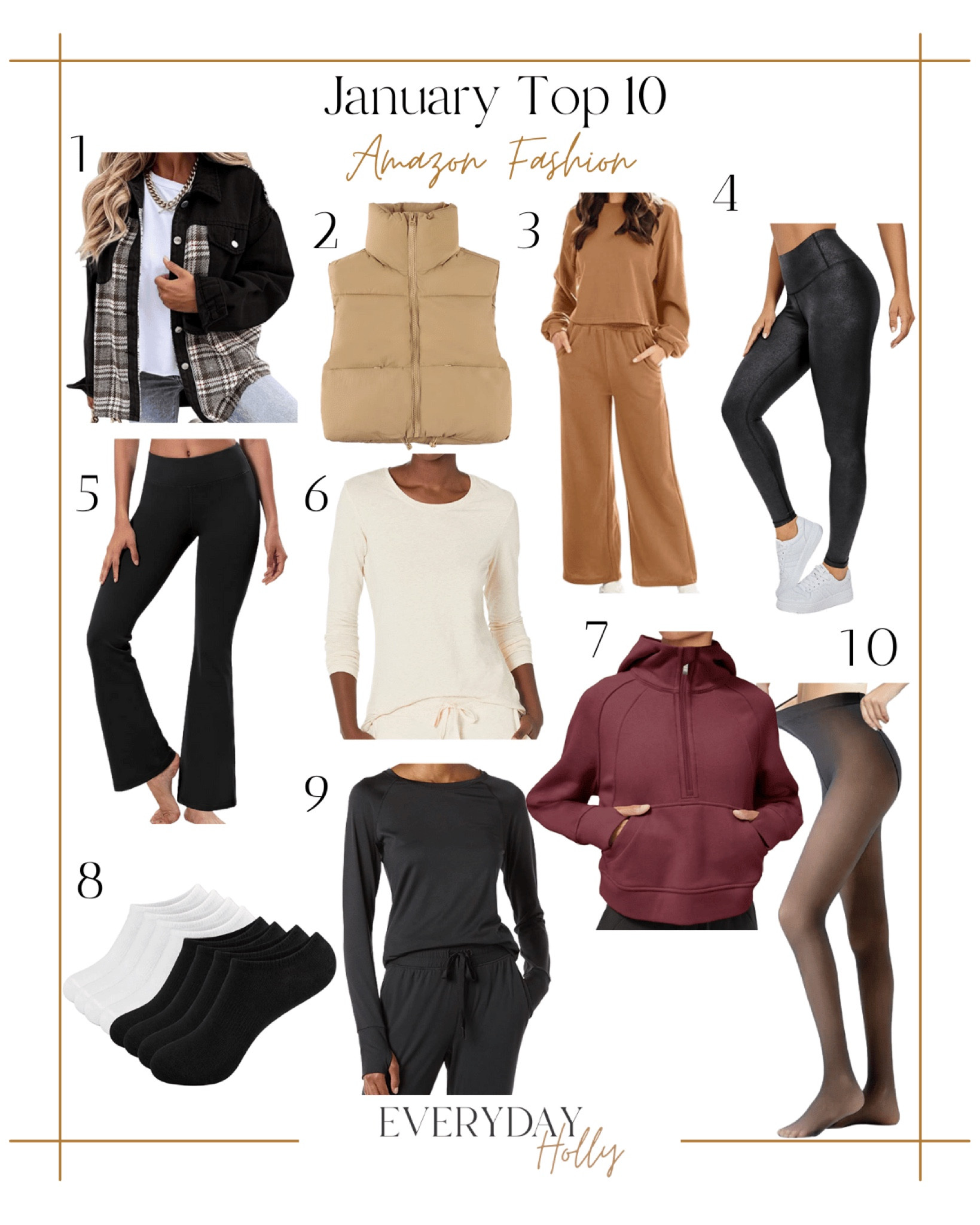 January Round Up!! 🙌🏽 The first top sellers of 2023! Check out the blog: www.everydayholly.com

amazon | top sellers | womens fashion | puffer vests | shackets | leggings | lounge sets | pullovers | active wear 

#LTKstyletip #LTKunder50