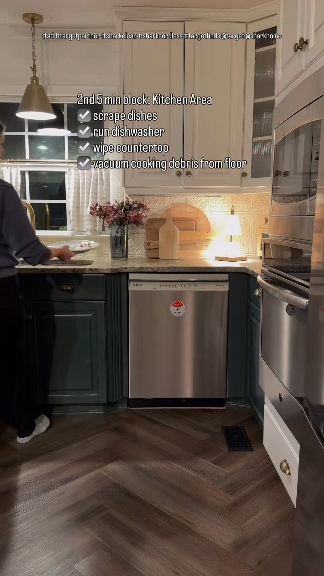 #ad I stopped trying to become a morning person and started using my nighttime energy to help Morning Me instead. 
My 20-minute “put the house to bed” routine with a little help from my @sharkhome cordless vacuum from @target has made our mornings SO much smoother (and yes, I absolutely bribe myself with dessert afterward). #targetpartner #sharkclean #sharkcordless #targetfinds @sharkclean