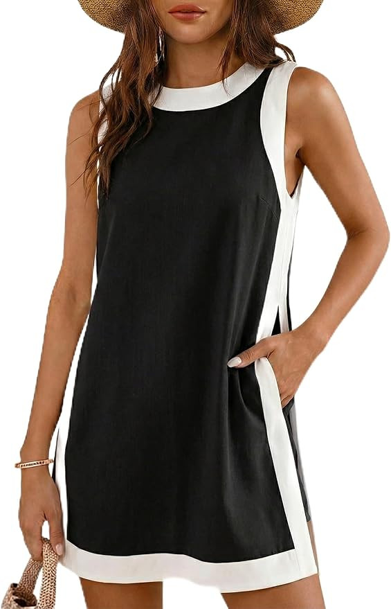 EsheSy Women's Two Piece Outfits Sleeveless Top Matching Shorts Color Block Summer Set with Pocke... | Amazon (US)