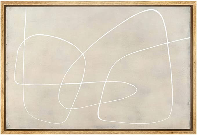 wall26 Framed Canvas Print Wall Art Geometric Mid-Century Tan White Lines Abstract Shapes Illustr... | Amazon (US)