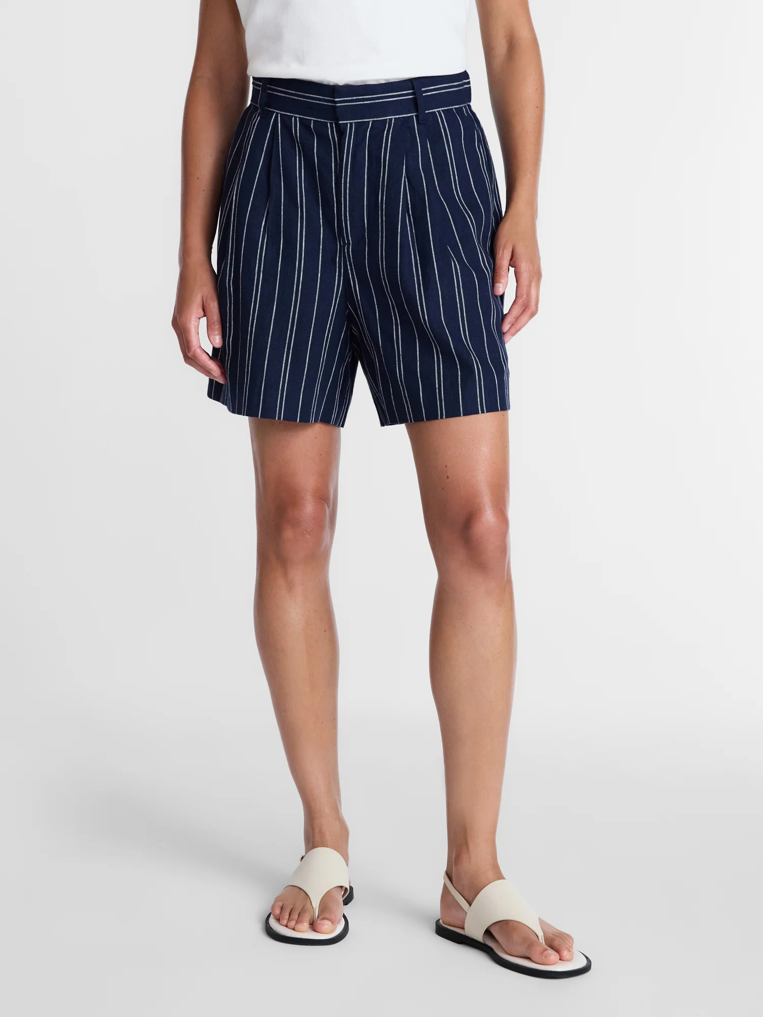 Time and Tru Women's Linen Blend Shorts, 5" Inseam, Sizes XS-XXXL - Walmart.com | Walmart (US)