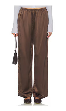 DONNI. The Silk Simple Pant in Espresso from Revolve.com | Revolve Clothing (Global)