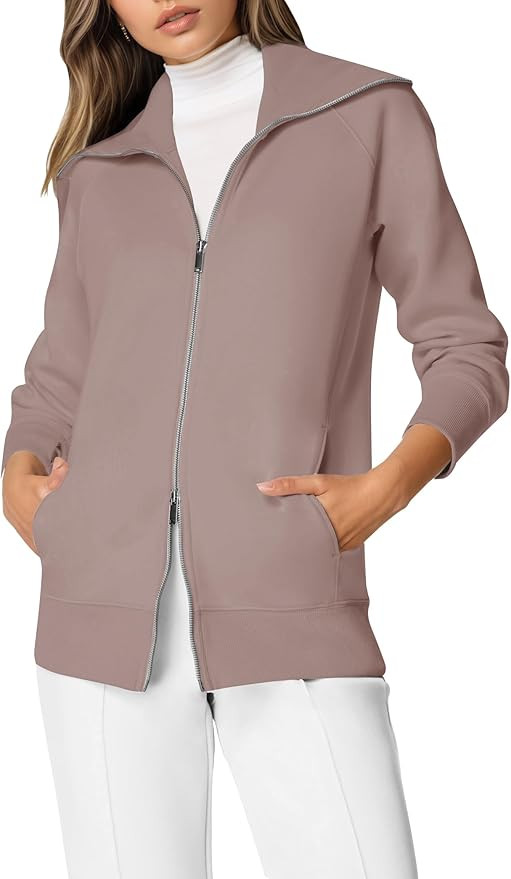 COCOMARTS Womens Crewneck Sweatshirts Zip Up Hoodies Casual Jacket with Pockets 2025 Fall Winter ... | Amazon (US)