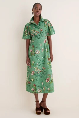 Sage Bouquet Cotton Sateen Delaney Dress | Tuckernuck (US)