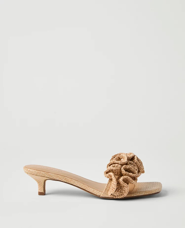Gathered Straw Kitten Heel Sandal | Ann Taylor