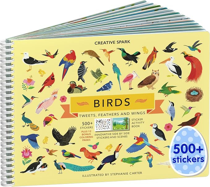 Cupkin Bird Sticker Book Activity for Kids, Toddler Airplane Travel Essentials, 500+ Parrot Stick... | Amazon (US)
