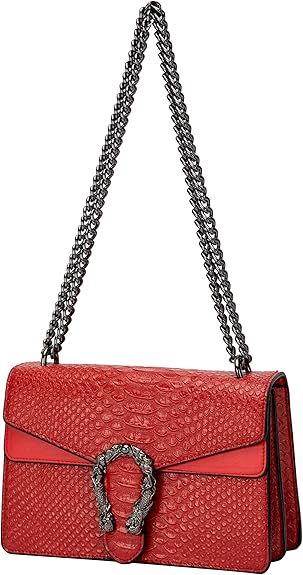 Crossbody Shoulder Evening Bag for Women - Snake Printed Leather Messenger Bag Chain Strap Clutch... | Amazon (US)