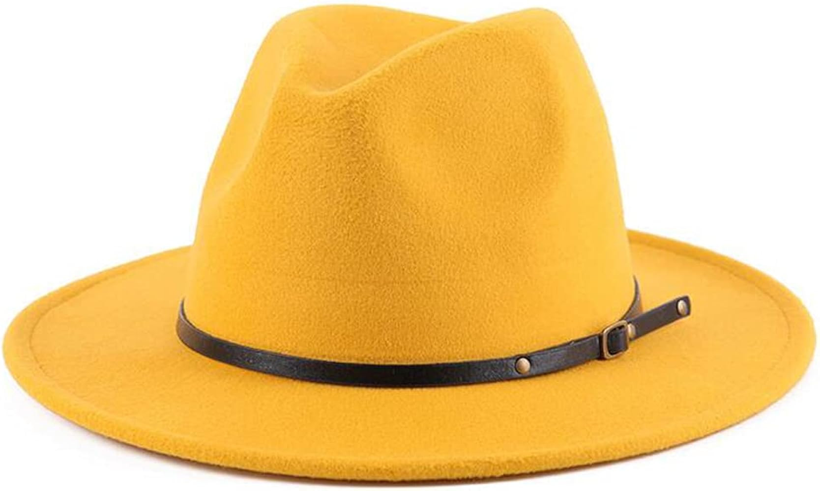 Unisex Womens Mens Adjustable Classic Wide Brim Belt Buckle Fedora Hat Felt Panama Hat Church Jaz... | Amazon (US)