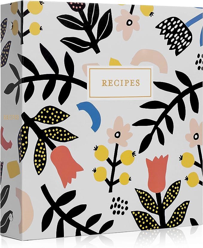 Jot & Mark Recipe Organizer 3 Ring Binder Set (Scandinavian Floral) | 50 Recipe Cards 4x6, Rainbo... | Amazon (US)