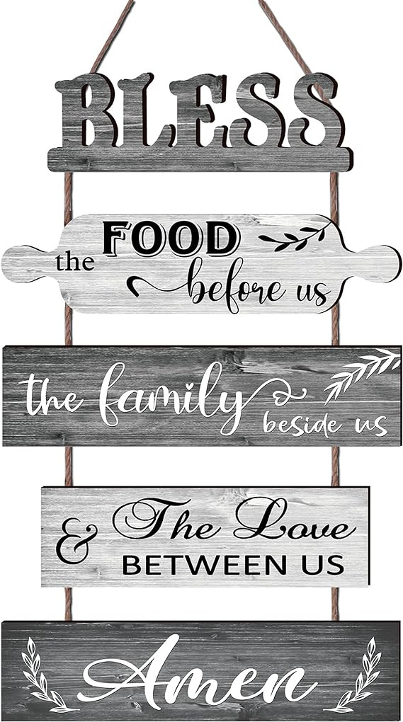 Buecasa Bless the Food Before Us Farmhouse Kitchen Wall Decor - Dining Room Decorations Collage W... | Amazon (US)