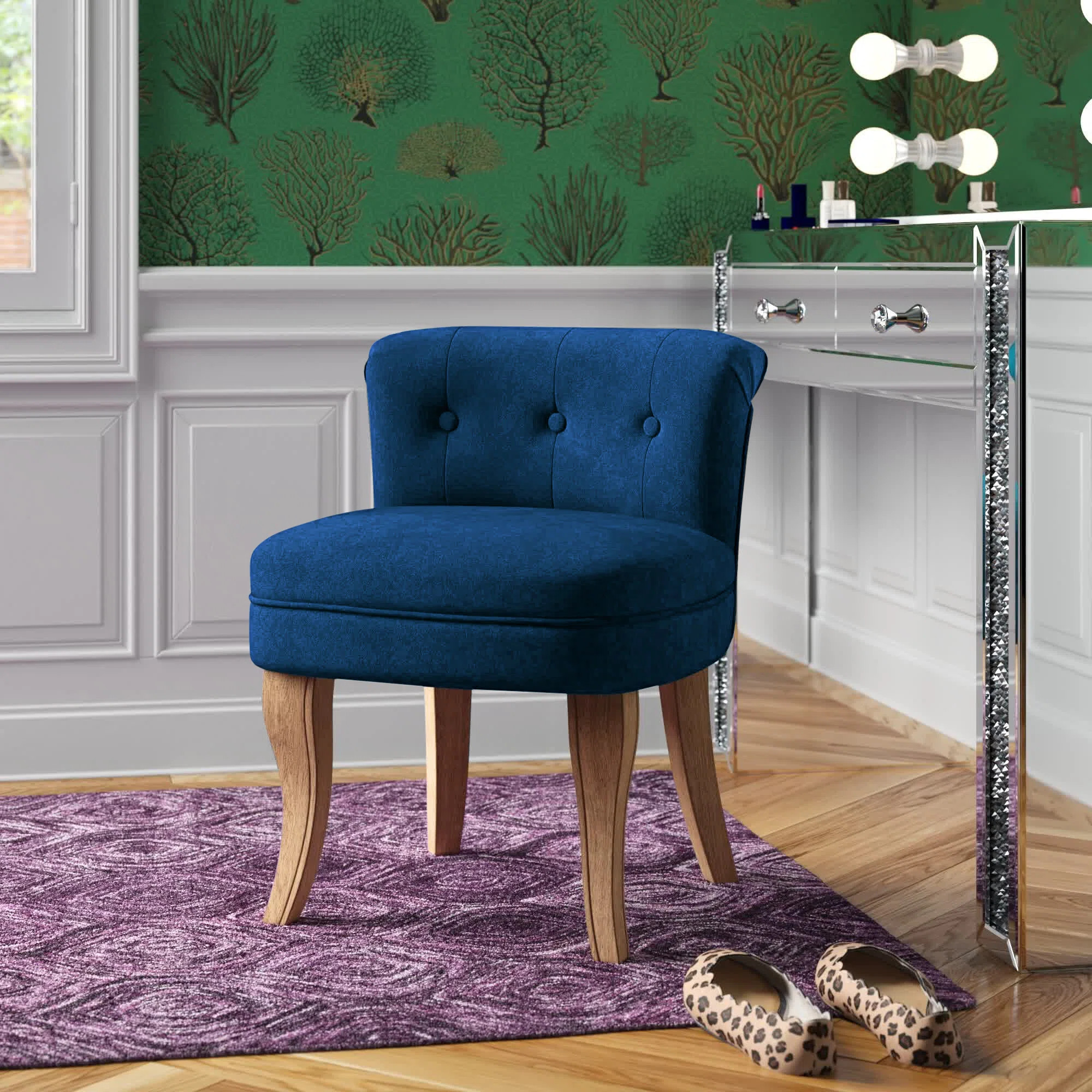 Etta Avenue™ Jonna Tufted Vanity Chair with Solid Wood Legs & Reviews | Wayfair | Wayfair North America