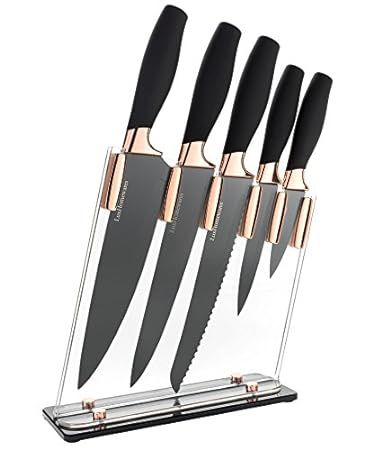 6 Piece Knife Set | 5 Beautiful Rose Gold Knives with Knife Block | Sharp Kitchen Knife Sets | Mu... | Amazon (US)