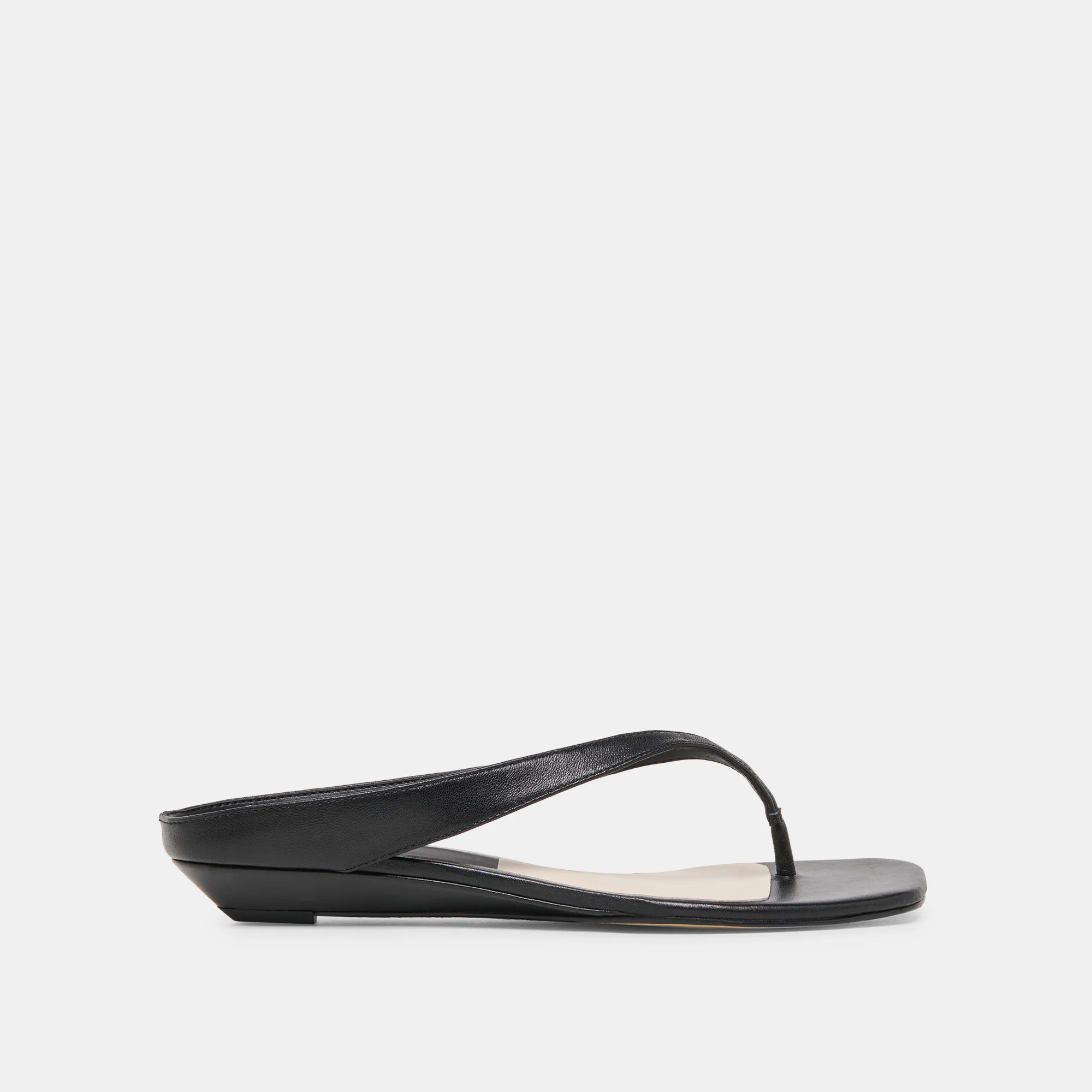 GIZEL Black Leather Thong Square-Toe Sandals | Dolce Vita | DolceVita.com