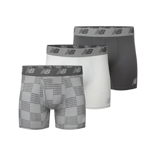 New Balance Men's Mens Premium 6 Inch Boxer Brief with Fly 3 Pack - Grey (Size M) | New Balance Athletics, Inc.