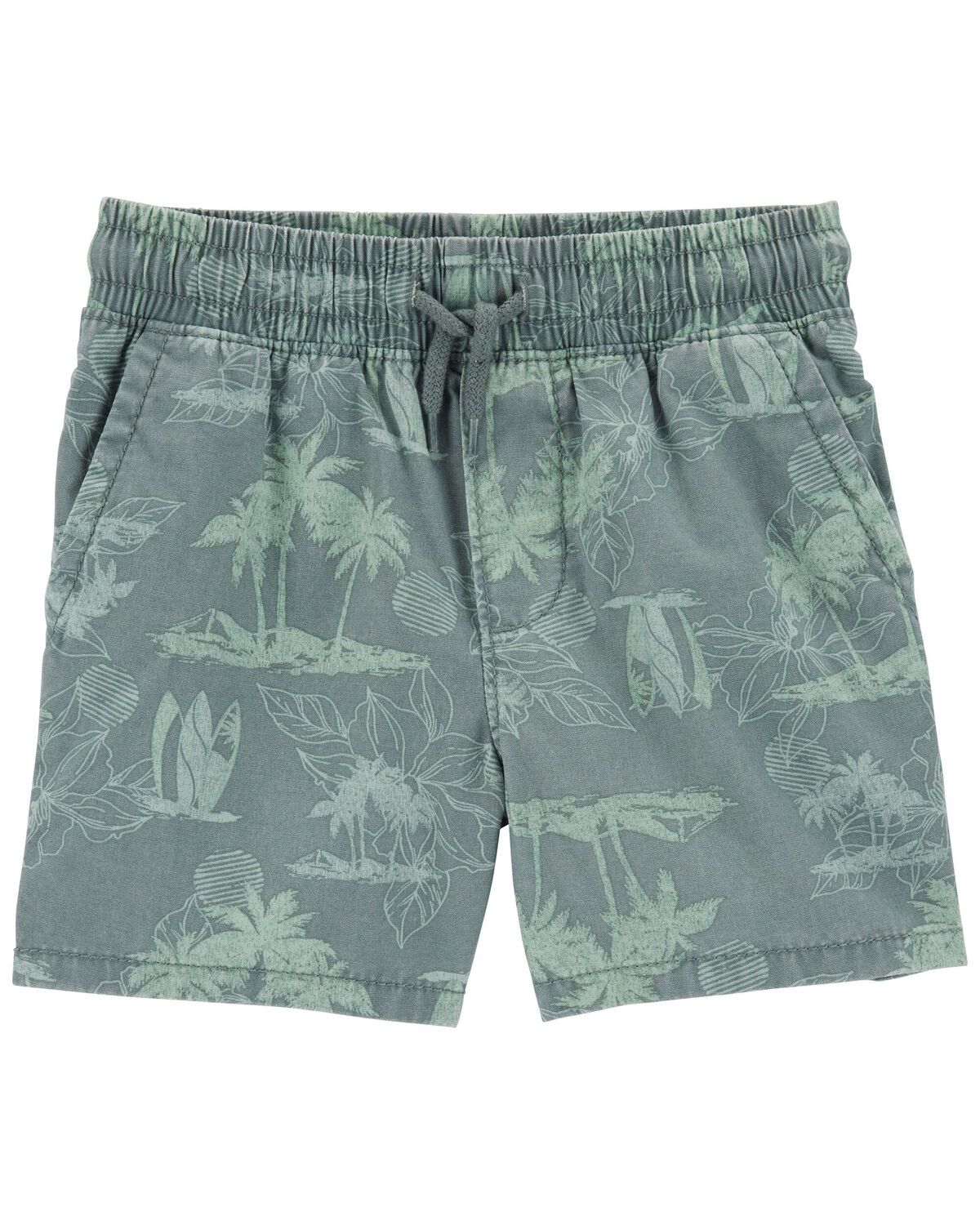 Green Toddler Beach Print Drawstring Canvas Shorts | carters.com | Carter's