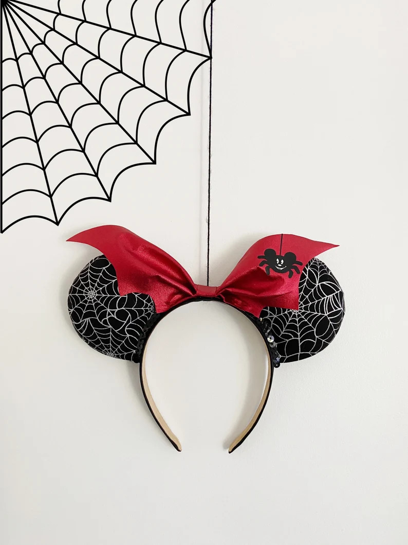 Spider Web / Mickey Spider Inspired Disney Halloween Ears / Bat Bow Minnie Ears - Etsy | Etsy (US)