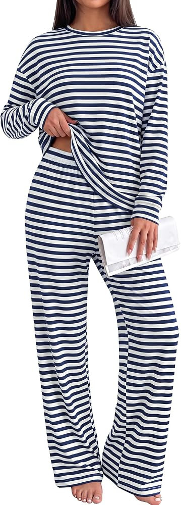 BTFBM Striped Lounge Set Women 2 Piece Outfit Tracksuit | Amazon (US)