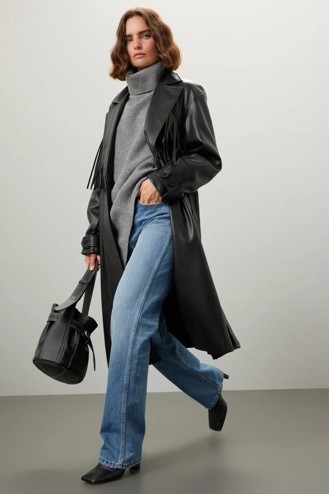 Vegan Leather Tie Waist Trench | Rent the Runway