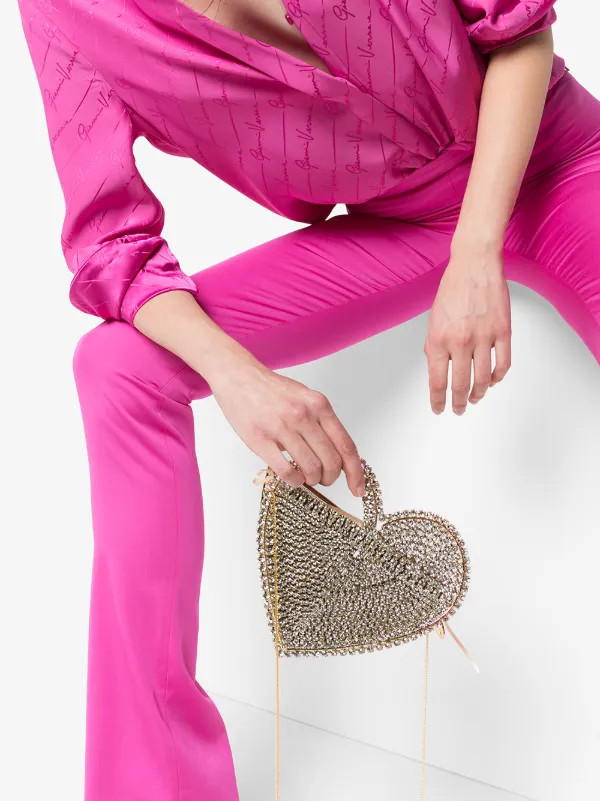 Rejina heart crystal clutch bag | Farfetch Global