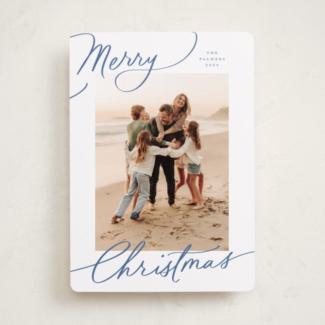 "Evoke" - Customizable Holiday Photo Cards in White by Everett Paper Goods. | Minted