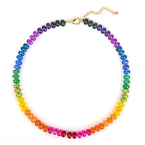 Beaded Necklace, Colorful Gemstone Choker Necklace, Boho Beach Jewelry, Gift for Women | Amazon (US)
