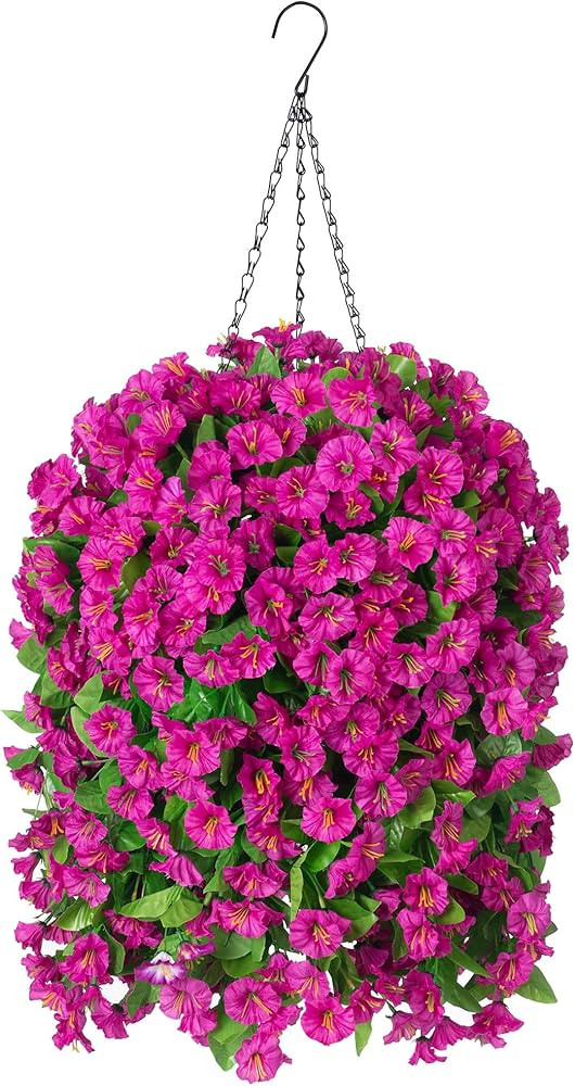 Artificial Faux Hanging Flowers Basket for Spring Summer Outdoor Porch Decoration, Fake Silk Colo... | Amazon (US)
