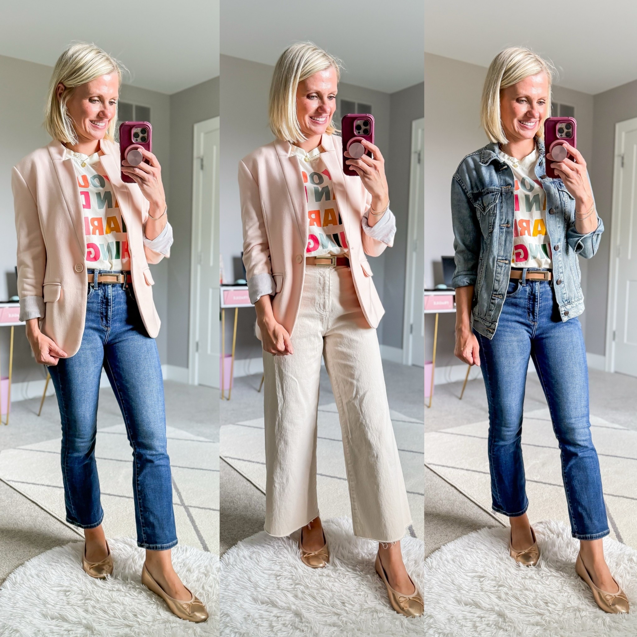 Teacher outfits from
Teacher capsule wardrobe! Graphic tee- small || jeans- 25/petite || blazer- xsmall || Jean jacket- xsmall

#LTKSeasonal #LTKWorkwear #LTKStyleTip