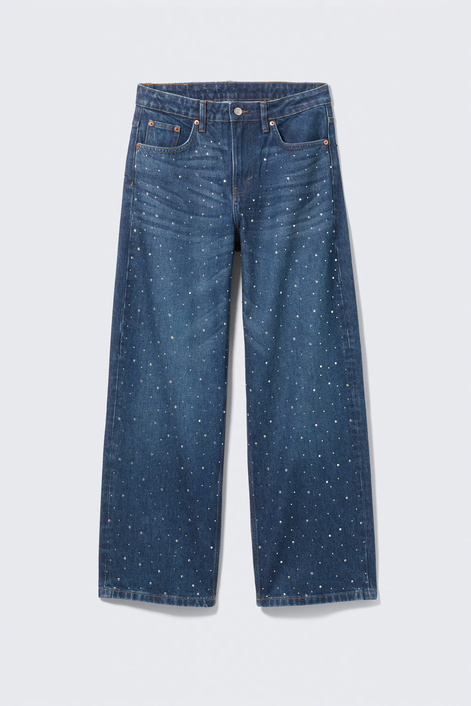 Missy Embellished Low Rise Straight Leg Jeans | Weekday