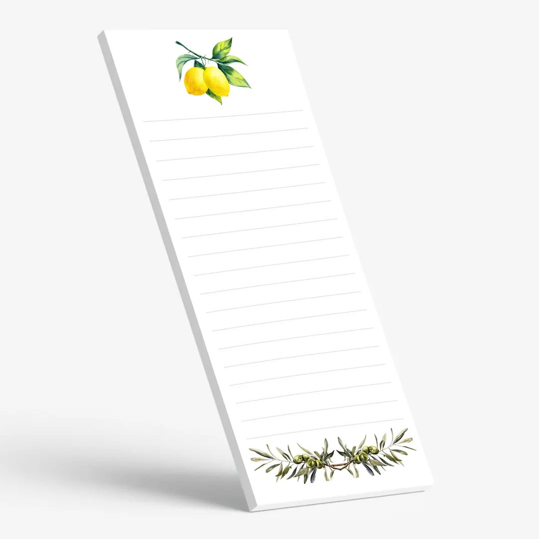 Lemon & Olive Branch To-do List Notepad – Slim Vertical Grocery List Pad for Kitchen (50 Pages)... | Etsy (Global)