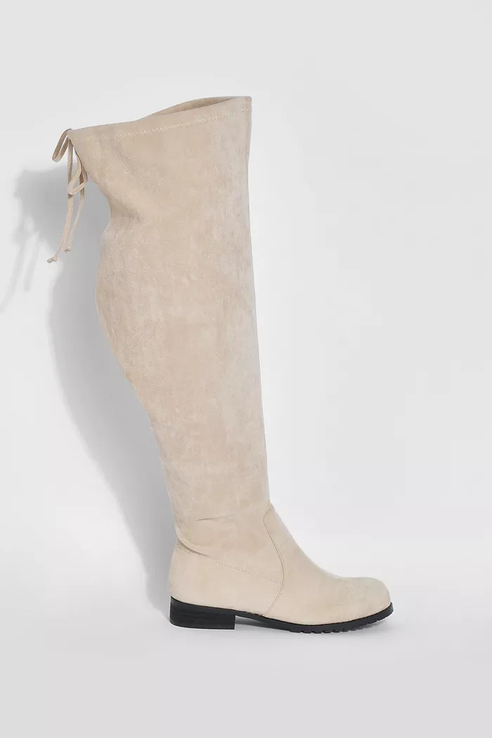 Wide Calf Tie Detail Over The Knee Boots | Boohoo.com (UK & IE)