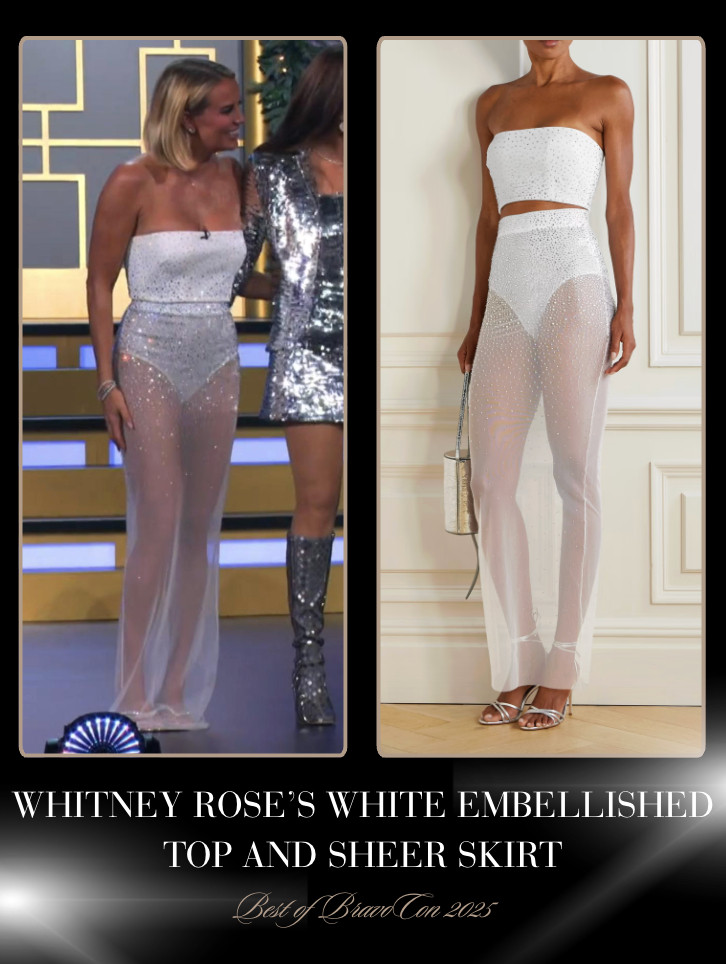 Whitney Rose's White Embellished Top and Sheer Skirt  at BravoCon 2025

 