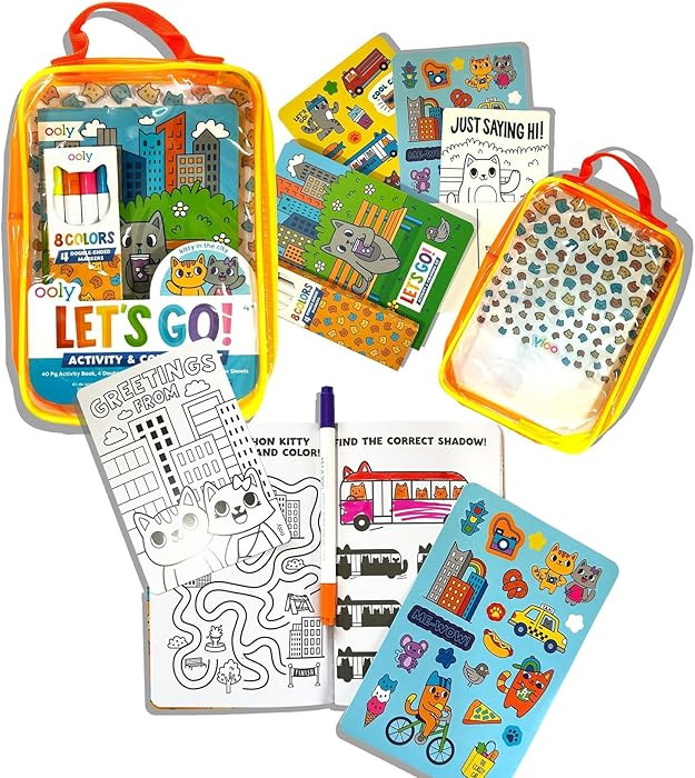 Ooly Let's Go Activity & Coloring Book Kit Complete with Markers, Stickers, Puzzles & More - Port... | Amazon (US)