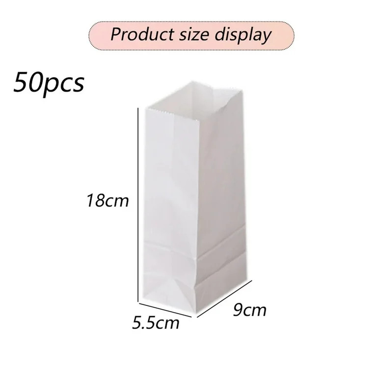 50Pcs White Paper Bag,50Pcs White Paper Bag Has A Appearance and Can Present A Fresh and Advanced... | Walmart (US)