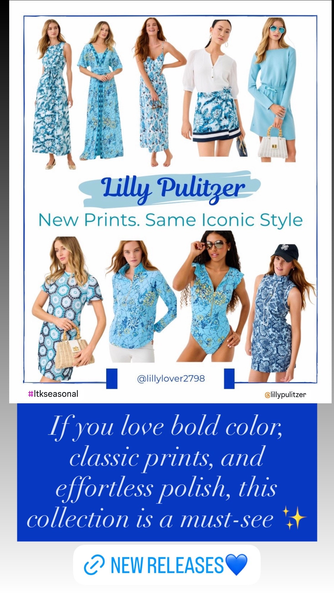 New Releases

New Prints. Same Iconic Style. 🌊💙Plus GWP!

Lilly Pulitzer just dropped the prettiest new arrivals and I’m obsessed with these bright blues, fresh florals, and easy silhouettes. From breezy maxi dresses to chic everyday pieces and resort-ready swim, these are perfect for vacation, spring events, and warm-weather days ahead.

If you love bold color, classic prints, and effortless polish, this collection is a must-see ✨

Lilly Pulitzer is making these new arrivals even sweeter with a gift with purchase 👀✨

🛍️ Spend $200 and receive a printed terry towel
🛍️ Spend $400 and receive a printed mesh tote
#lillypulitzer
#lillylove
#resortwear
#vacationstyle
#springfashion
#summerstyle
#printedperfection
#colorfulfashion
#resortchic
#womensfashion
#ltkstyle
#ltkfinds
#ltkseasonal

Lilly Pulitzer new arrivals, Lilly Pulitzer dresses, resort wear, spring fashion, summer outfits, vacation outfits, blue dresses, floral dresses, maxi dress, casual chic outfits, women’s fashion, swimwear, beach vacation style

#LTKTravel #LTKOver40 #LTKWorkwear