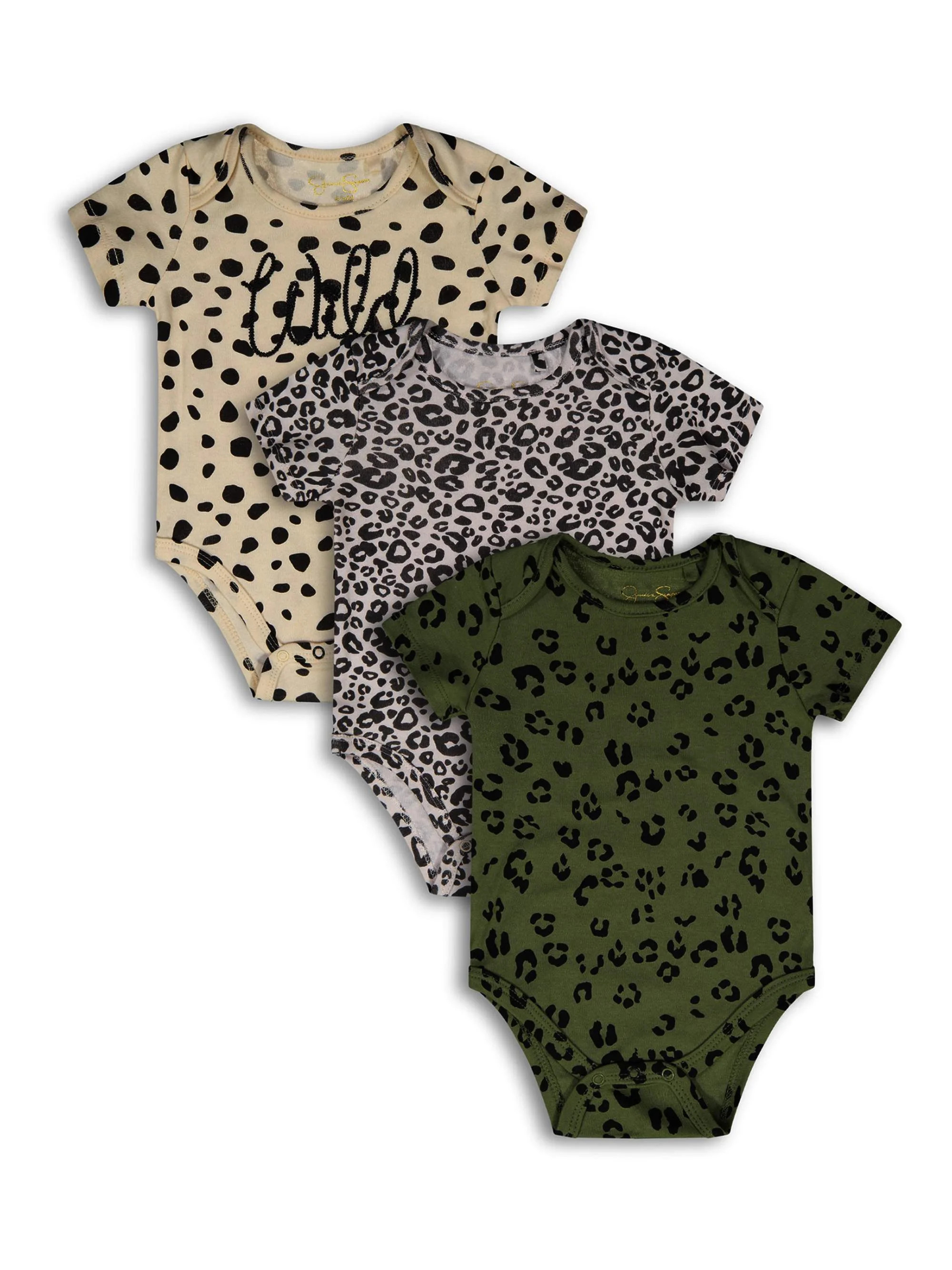 Jessica Simpson Baby Girls Short Sleeve Onesie, 3 Pack | Walmart (US)