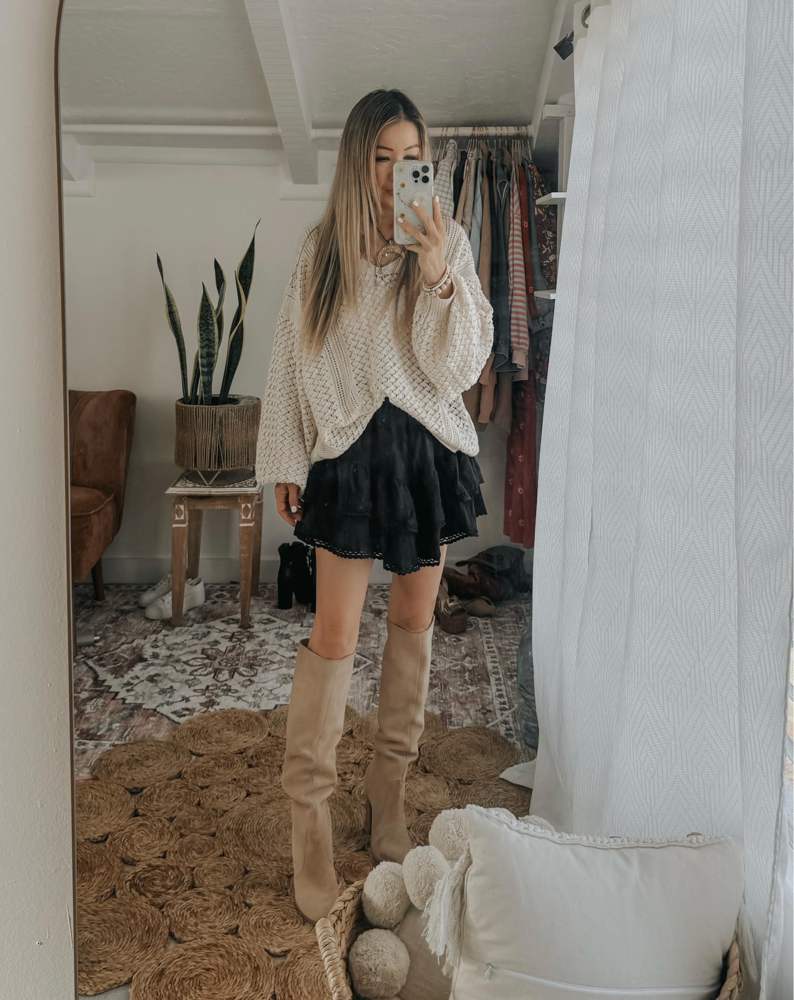 Viral ruffle tiered skirt with hidden shorts. Pair it with an oversized sweater for a cute transition look. 

#LTKstyletip #LTKfindsunder100 #LTKfindsunder50