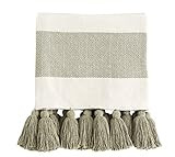 Mud Pie Woven Tassel Throw Blanket, TAN/White Stripe | Amazon (US)