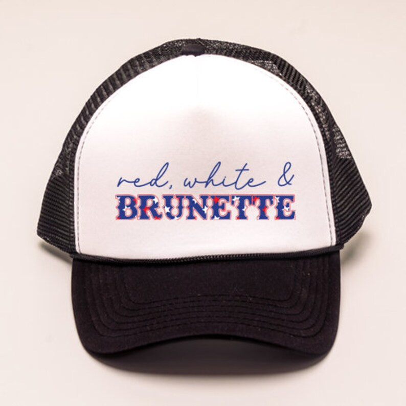 4th of July Trucker Hat, Red White & Brunette Hat, 4th of July Hat, Brunette Trucker Hat, Patriot... | Etsy (US)