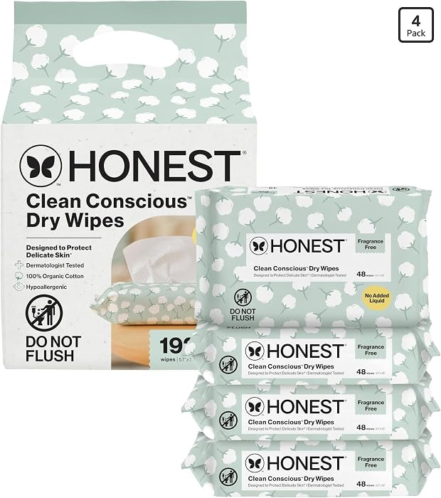 The Honest Company 100% Pure Organic Cotton Dry Wipes, 192 Count | Amazon (US)
