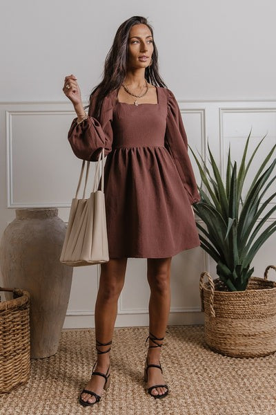 Alma Mini Dress in Brown | Böhme US