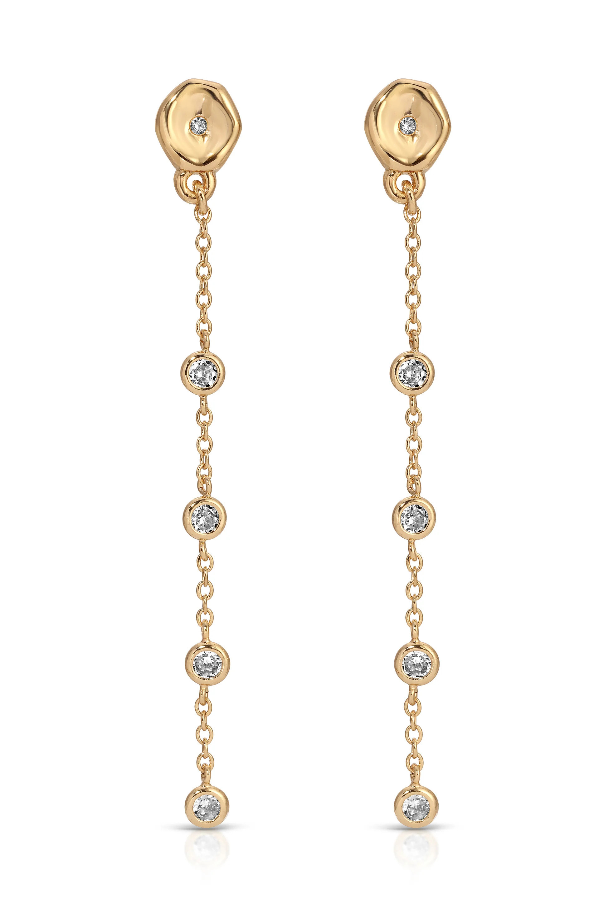 Dainty Dream Drop Earrings - Clear Crystal with 18k Gold Plating / One Size | Ettika