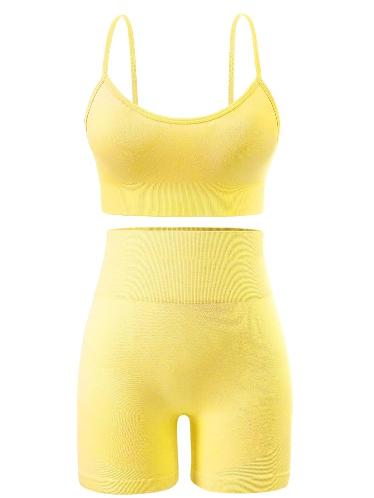 Workout Sets for Women 2 Piece Outfits Gym Shorts Women High Waisted with Adjustable Padded Sport... | Amazon (US)