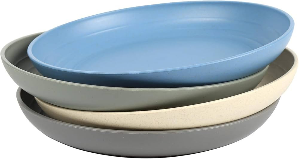 shopwithgreen Wheat Straw Reusable Kids Plates, Camping Outdoor Sets, for Kitchen, Dorm Room, Tod... | Amazon (US)